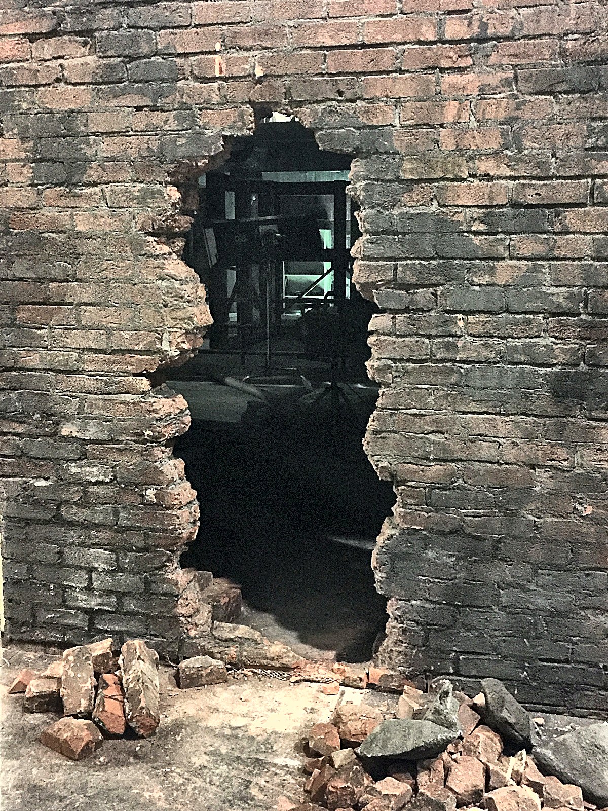 Broken brick wall